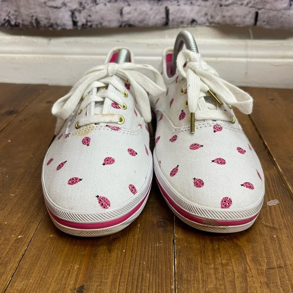 Keds x Kate Spade women’s size 7 white with pink lady bugs canvas shoes - Picture 3 of 10
